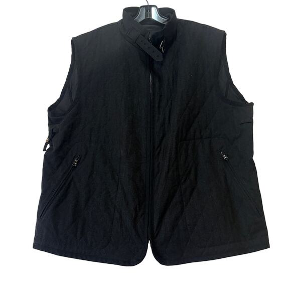 Hugo Boss Vest Mens 46R Black Herringbone Quilted Logo Zip Pockets Lined - Picture 3 of 16